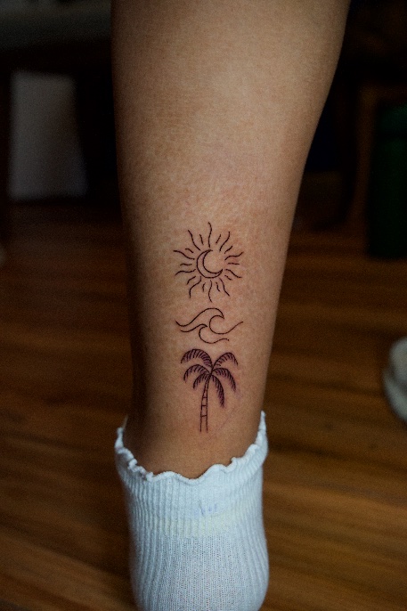 Fine-line tattoo detail