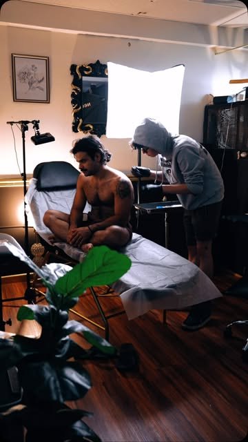 Session in progress at Golden Ink Tattoo Studio